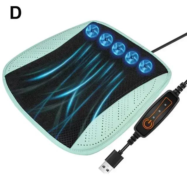 Новая летняя прохладная и вентилируемая подушка для сиденья, дышащая, с теплоотводом, домашняя USB-подушка для сиденья с вентилятором, охлаждающий чехол для сиденья автомобиля Zr