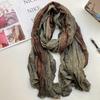 Retro Ethnic Style Cotton and Linen Scarf Women Tie-dye Long Folds Gradual Change Color Shawl Korean Literary Fresh Cotton Silk
