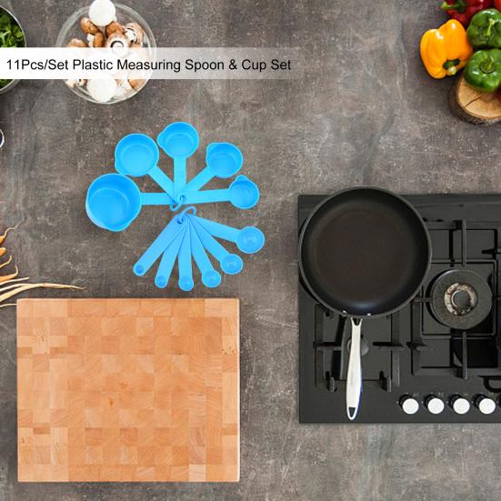 11Pcs/Set Plastic Measuring Spoon & Cup Set BPA-Free Baking Measuring Tool for Flour Sugar Salt Liquid Multifunctional Kitchen Household Meter