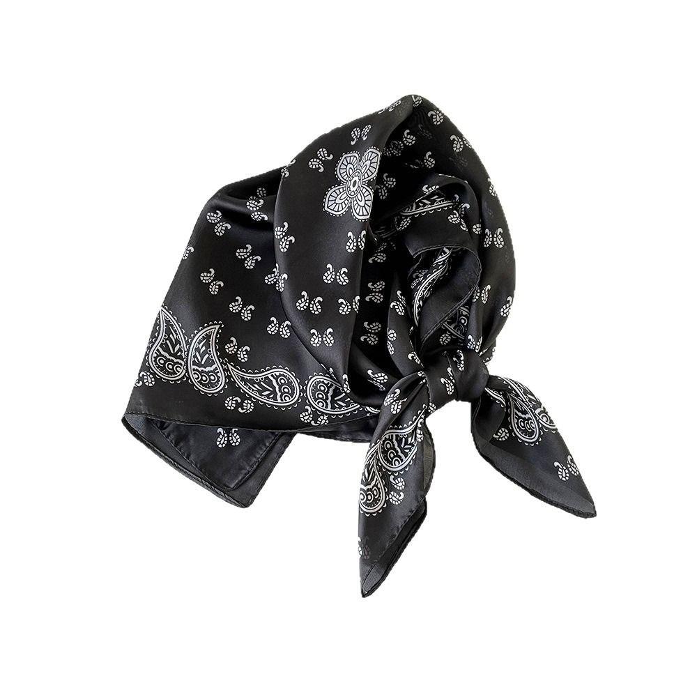 Soft Soft Satin Kerchief Floral Print Satin Hair Scarf Retro Silk Square Scarf  Headwear Accessory