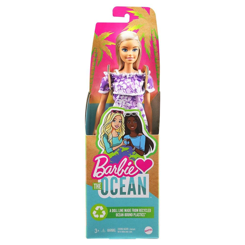 Mattel Барби Любит Фиолетовое Платье в Цветочек с Рюшей - Океан,