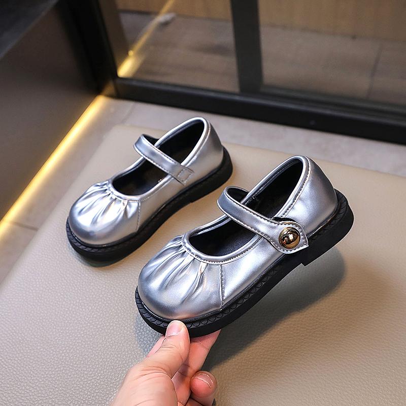 Spring Autumn Girls' Flat Shoes Fold Kids Leather Shoe School Solid Color Causal Children Princess Shoes Fashion Versatile New