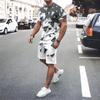 Men Summer Oversized T Shirt Shorts 2 Pc Sets Casual Men's Clothing Print Male Tracksuits Street Sportswear Suits Beach Shorts