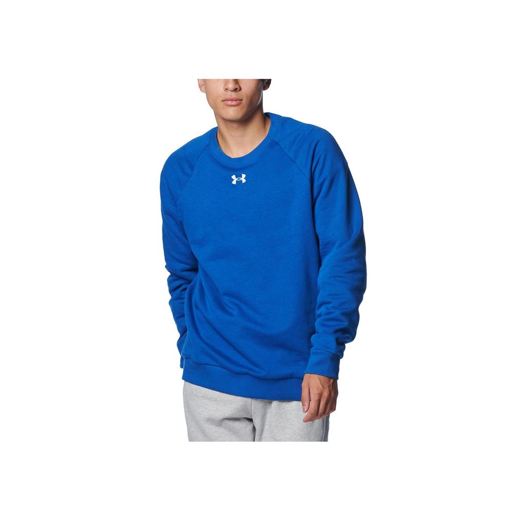 Under Armour Rival Fleece FW24 Свободный Теплый Свитшот с Круглым Вырезом и Длинным Рукавом Мужской свитшот Технически-Синий Белый 1379755-432