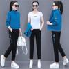 Khmer Women's Three-Piece Spring/Autumn Casual Sportswear Set: Sweatshirt & Sweatpants for Middle-Aged Moms, Loose Slimming Fit.