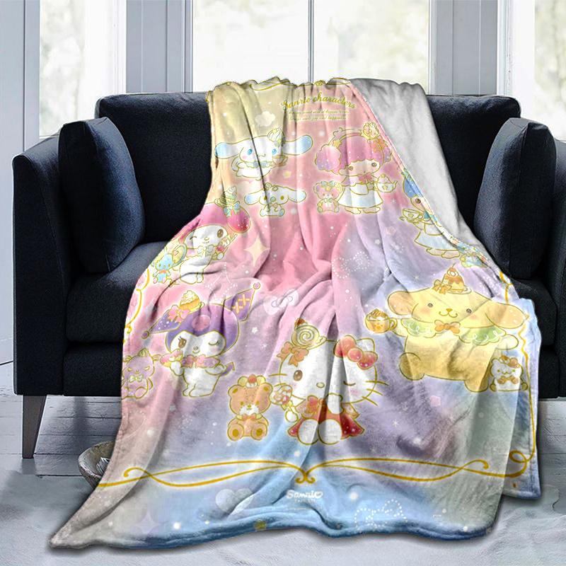1pc Sweet Sanrio Characters Blanket, Seasonal Home Decor, Soft Throw Blanket, Living Room, Travel, Camping, Car Blankets, Beach, Office Naps, Perfect