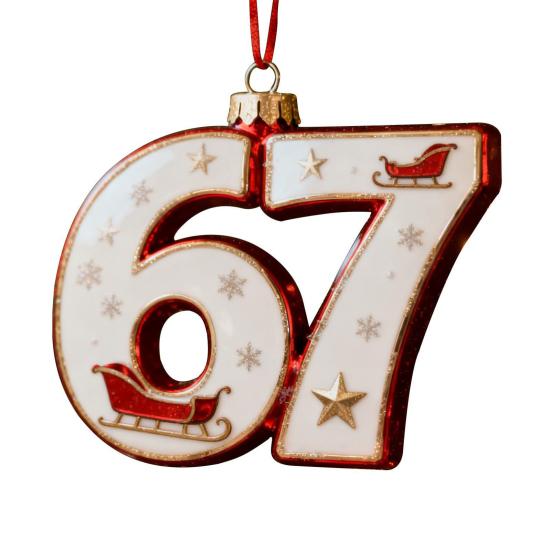 67 Christmas Ornament 2D Flat Funny Six Seven Meme Christmas Decoration Gifts for Teens Adults Humor Lovers
