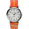 Мужские часы Timex Weekender 40 мм - Оранжевый ремешок Белый циферблат Корпус серебристого тона, Оранжевый
