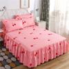 Floral Printed Bedspread Bedskirts Set 3PCS Bed Fitted Sheet With 2 Pillowcases Soft Breathable Bed Mattress Cover Protector Mat