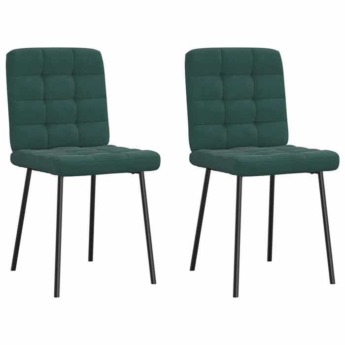 VidaXL Dining Chairs Set of 2 Dark Green Velvet 4101082