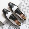 Men'S Brock Leather Shoes British Style Retro Engraved Casual Studio Wedding Dress Photo Black And White Large Size 47 Men'S Shoes