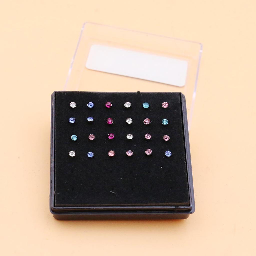 Stainless Steel Nose Studs with 2mm, 2.5mm, 3mm Rhinestones for Body Piercing