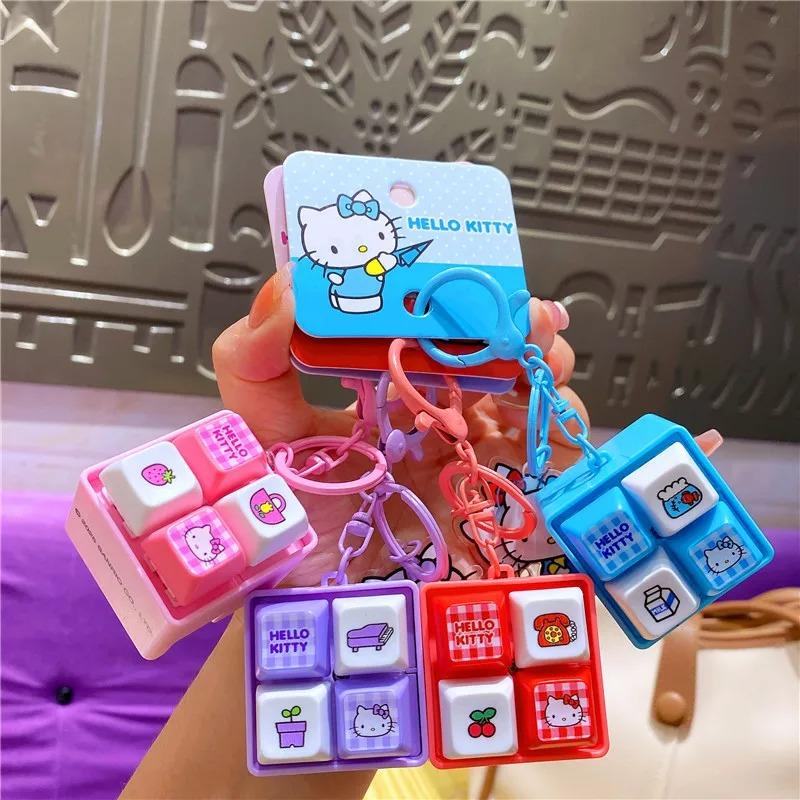 Светодиодный брелок-игрушка-антистресс Hello Kitty, Милый мини-клавиатура-подвеска, Кавайный мультяшный брелок для сумки, Подарок для снятия стресса