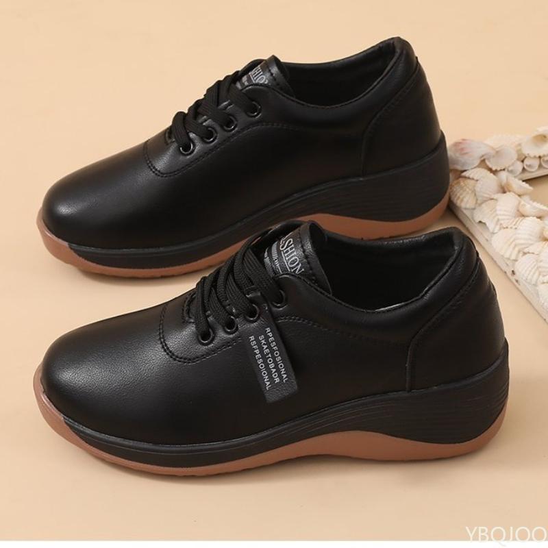 Fashion Spring  Autumn New Women's Shoes Comfortable Slope Heel White Shoes Soft Soled Versatile Sports Leisure Single Shoes