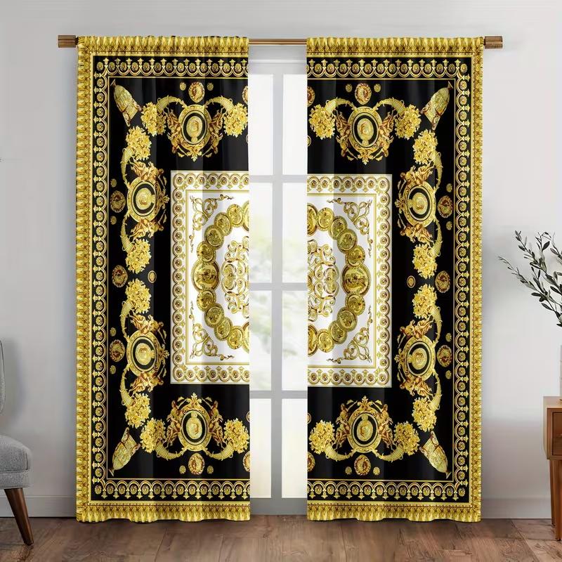 2 шт. штор с принтом в стиле барокко, подходят для украшения спальни, гостиной, кухни, украшения дома, оформления окон