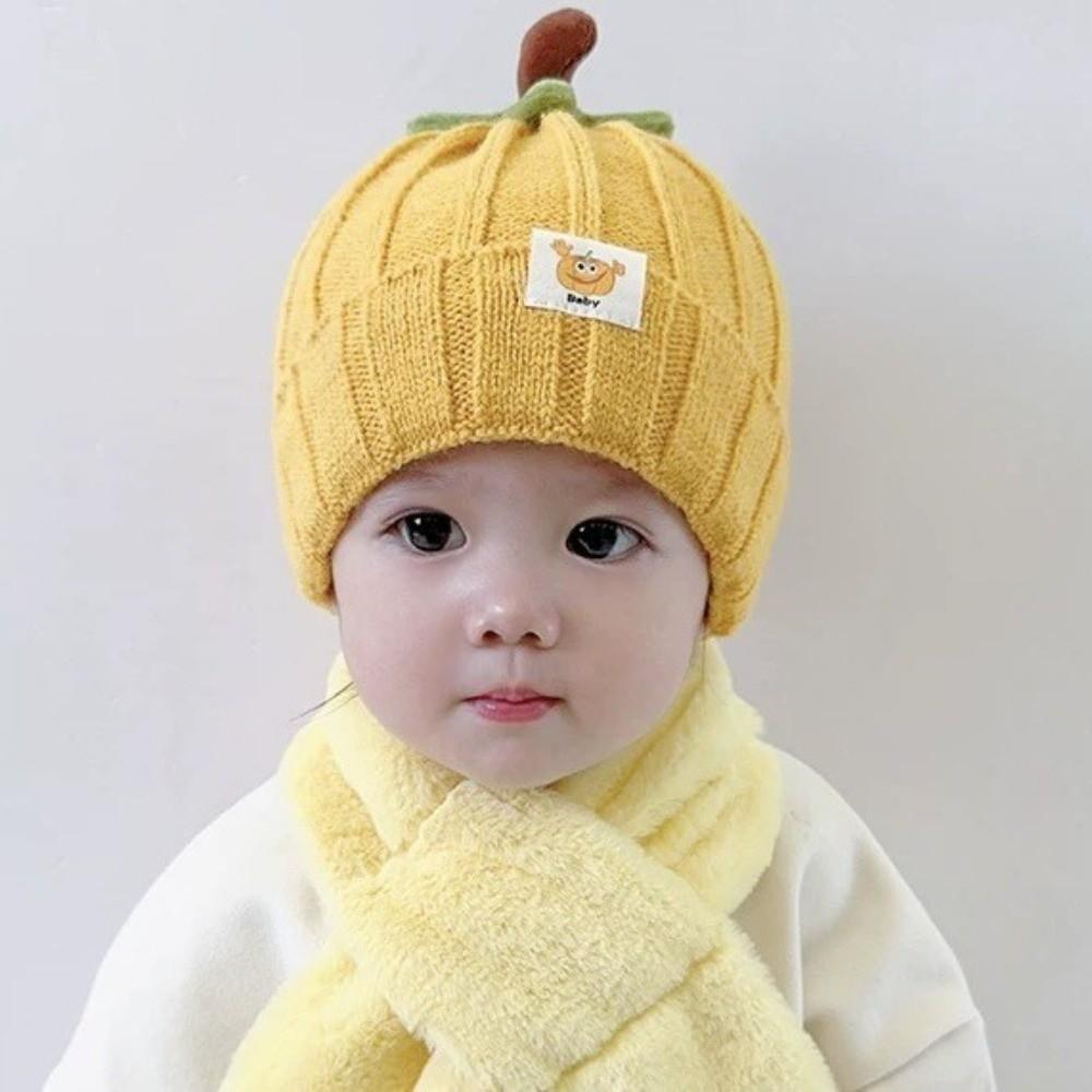 Cartoon Design Pumpkin Toddler Beanie Cuffed Style Infant Cap New Baby Knitted Hat Unisex