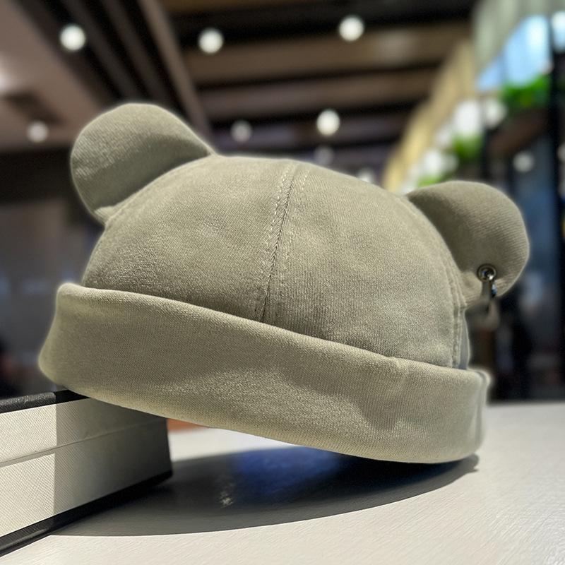Унисекс Шапка с кошачьими ушками, милая купольная шапка, мужская женская шапка-бини, однотонная, осенне-зимняя, хип-хоп, модная, корейская версия, шапка-дыня