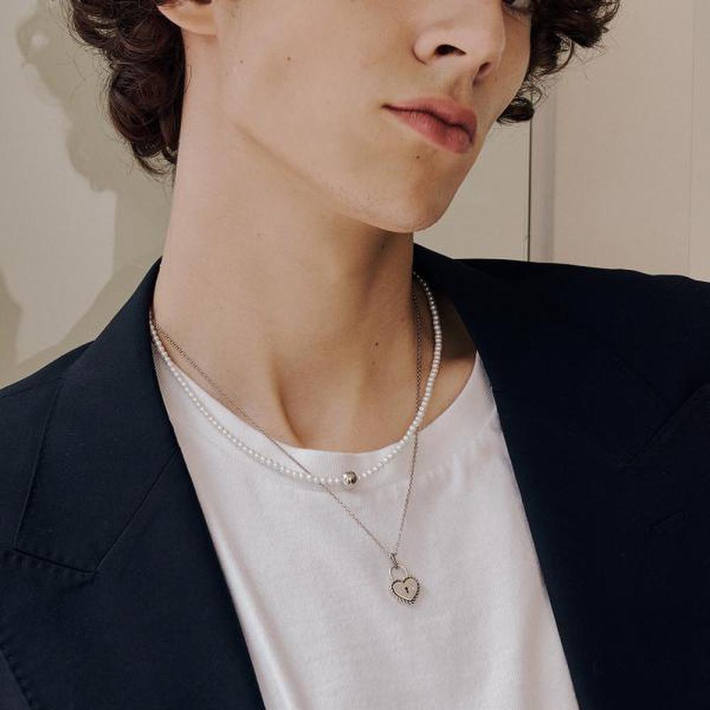 [Ost] Pearl Point 3mm Silver Bead Necklace Otn222908Pwi