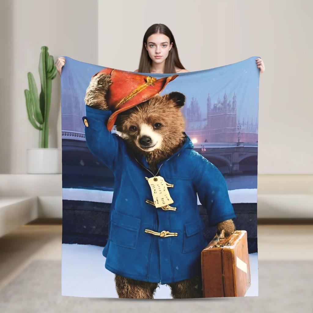 Blankets Britain Paddington Brown Bear Throw Blanket Flannel Bedspread For Couch Chair Sofa Bed Fluffy Sofa Bed Cover