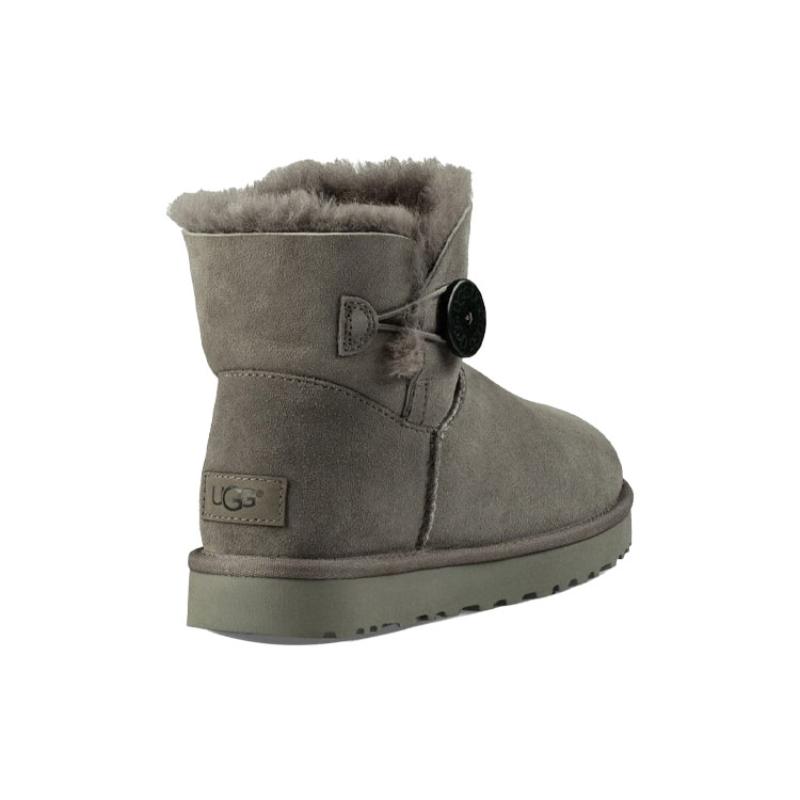 UGG Mini Bailey Button Ii Boot Fleece Lined Gray Women's Sneakers 1016422-GREY