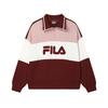 Fashion Polo Neck Letter Color Block Retro College Sweatshirt Women Sweatshirt Light-Pink Wine-Red F11W519204FWI
