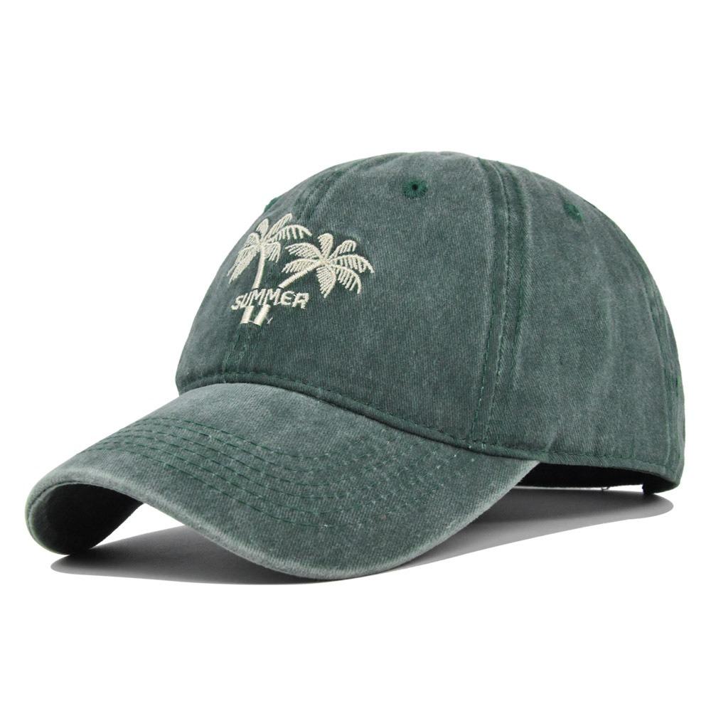 Unisex Washed Cotton Cap Coconut Tree Embroidery Baseball Cap For Men Women Streetwear Dad Hats