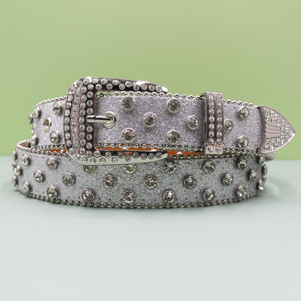 European and American Style Punk Belt Inlaid with Rhinestone Sequins Hot Girl Style Rock Fashion Belt Men's and Women's Belt