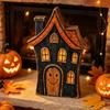Decorative Wood Souvenirs Halloween Haunted House/Cute Ghost Wooden Table Ornaments, Rustic Farmhouse Tiered Tray Vintage Distressed Crafts