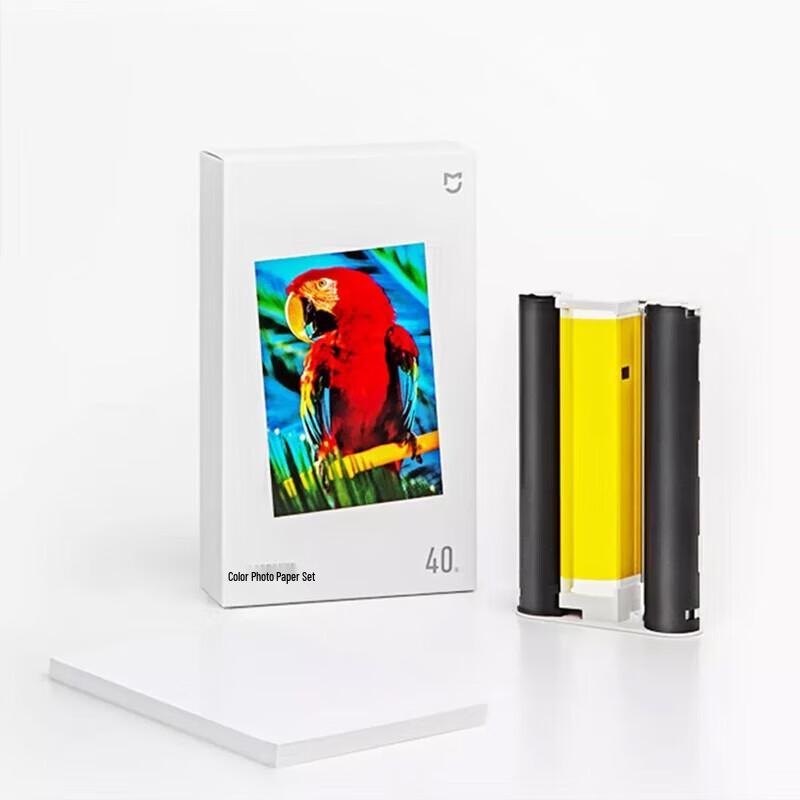 Фотопринтер Xiaomi, набор фотобумаги и ленты для сублимационной печати, вилка CN (адаптер в комплекте)