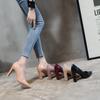 Pointed Solid Color Women's Fashion Light Mouth Single Shoes Women's Simple Lacquered Square Heel Black High Heels