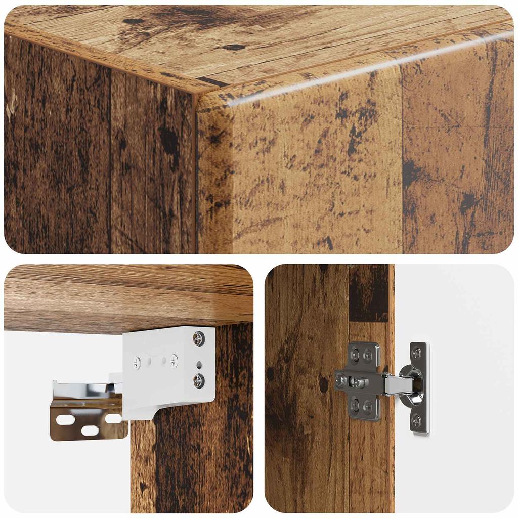 Wall Mounted Cabinet Reclaimed Wood Look 33 x 34.5 x 90 cm Particleboard