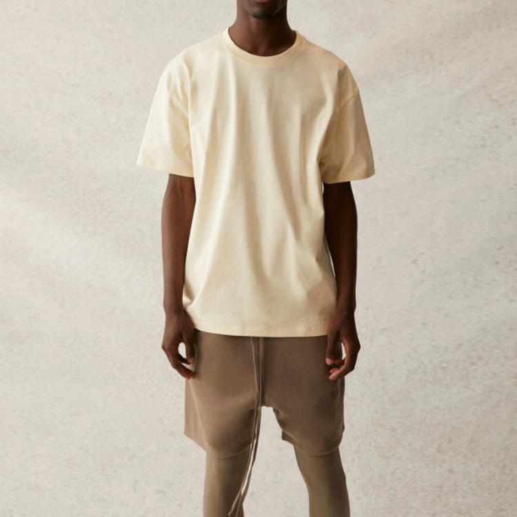 Fear of God Essentials Футболка с коротким рукавом SS21 Унисекс Топы Цвет сливочного масла Кремовый FOG-SS21-557