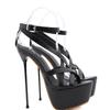 Fashion Sexy Black Narrow Band Crossover Women's Sandals Waterproof Peep Toe Buckle Strap Thin High Heels Club Roman Shoes