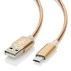 Mobile Phone Cable - Golden Metal - Set of 2 - 1M - Compatible Android - Micro USB - Fast Charging