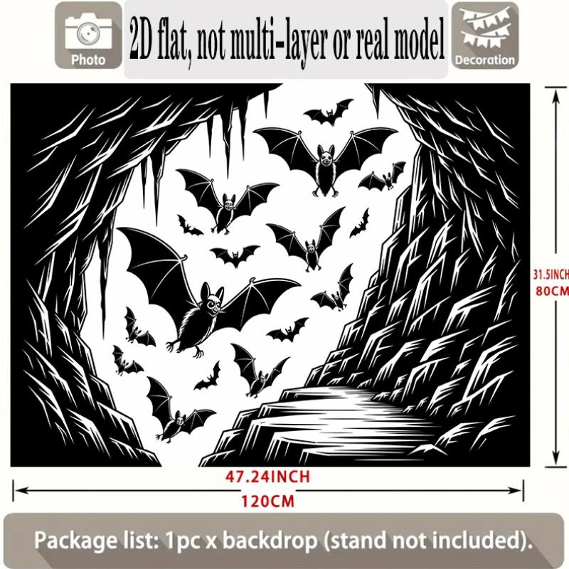 Halloween Backdrop Bat Cave Polyester Party Wall Decor