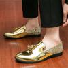 Модные Мужские Золотые Черные Блестки Кисточки Лакированная Кожа Повседневная Обувь Мужская Формальная Свадебная Платье Homecoming Обувь Zapatos Hombre