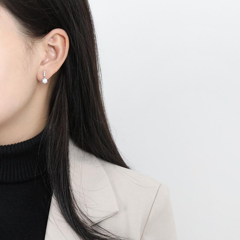 Japanese and Korean Version Full Diamond Tassel Earrings for Women's Anti-allergic Earrings