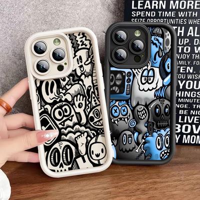 Супер крутой черный чехол с граффити для iPhone 16 Pro Max 11 12 16e 14 13 15 Plus Мягкий чехол 14+ 13Pro 16+ 15Pro