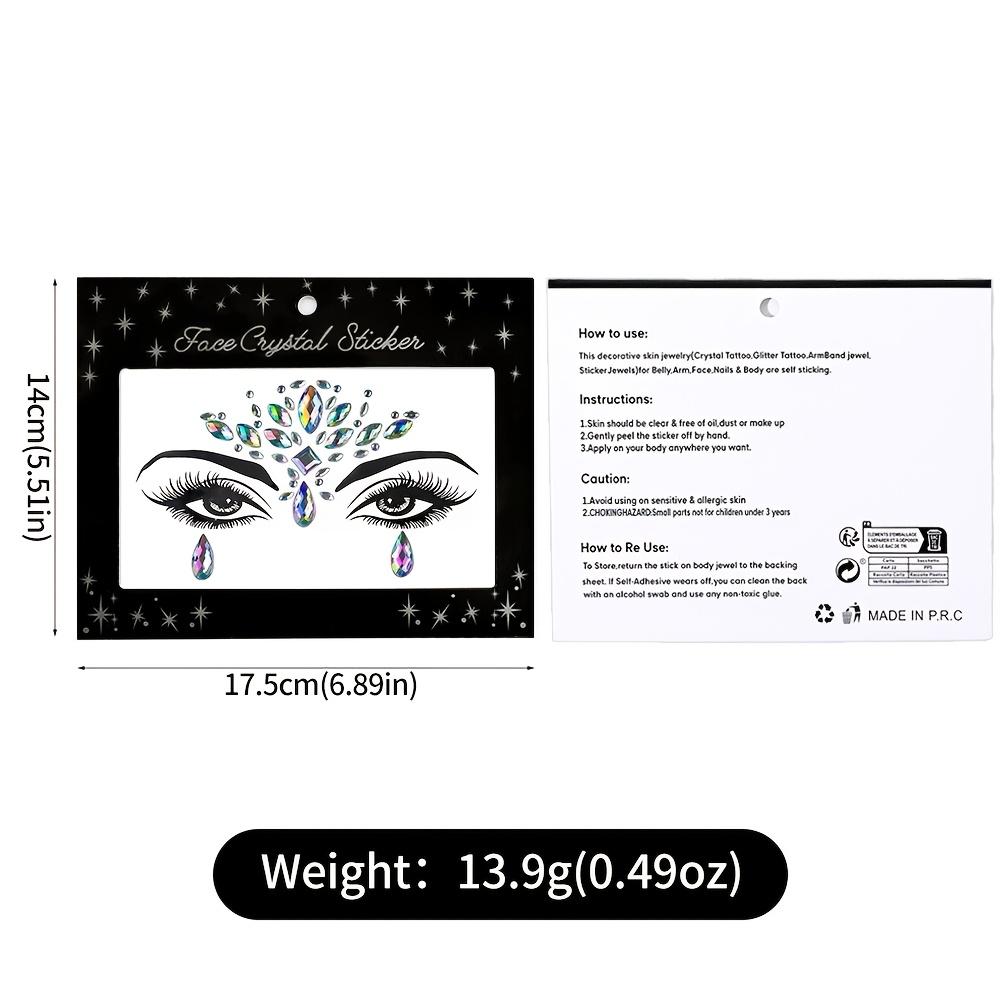 Sparkling Rhinestone Design 5sheets/set Face Gems Decals AB Colorful Festive Eye Forehead Embellishments Carnival/Mardi Gras/Masquerade Home
