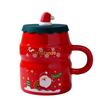 Creative Christmas Ceramic Cup Christmas Cup High Pretty Mug Souvenir with Lid Spoon Coffee Cup Cartoon Cup
