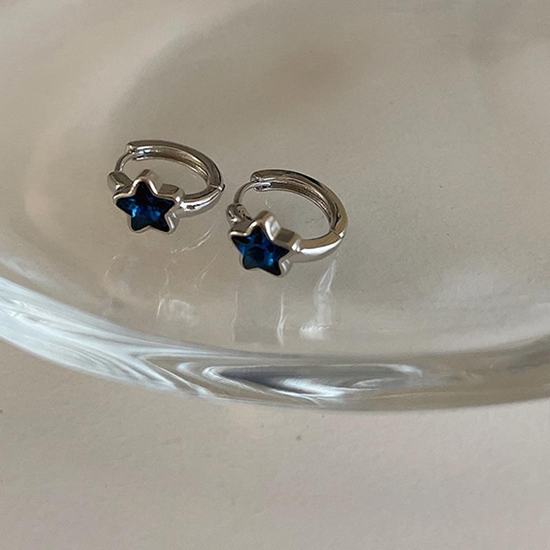 Y2K модные милые сладкие синие серьги-кольца со звездами для женщин и девочек простые новые модные винтажные серьги эстетичные ювелирные изделия подарок