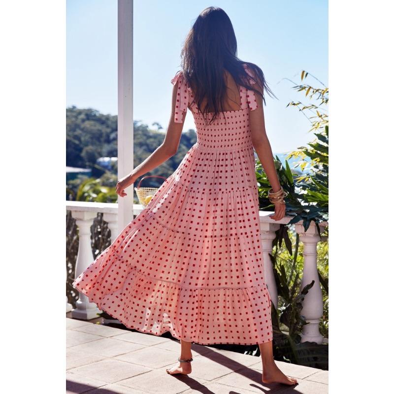 Женские летние повседневные длинные платья без рукавов с принтом и бретельками на шее