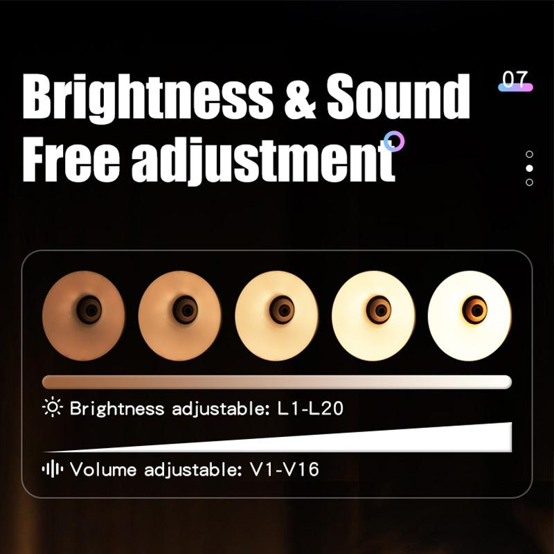 Awakening Light Alarm Clock Bluetooth Music Sunrise Simulation White Noise Machine Color Night Light Natural Sounds Sleep Aid