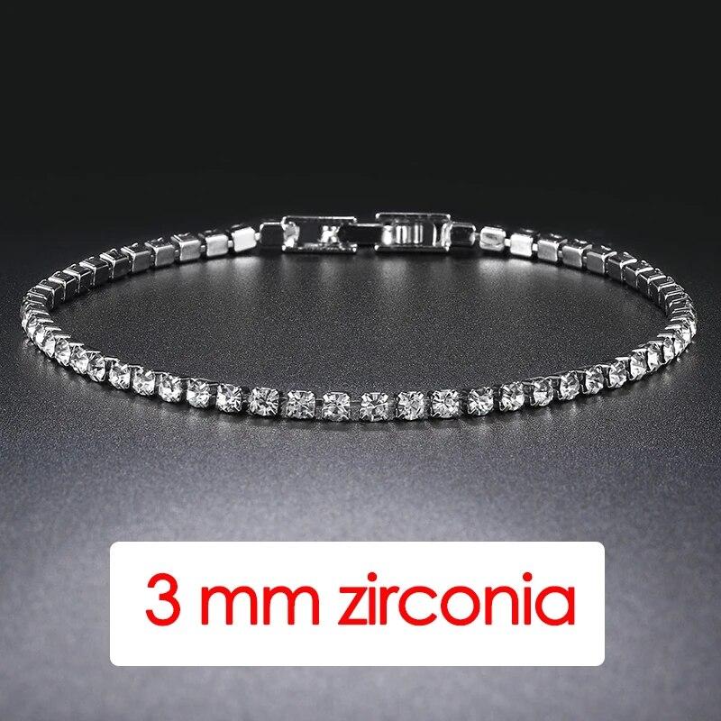 Hiphop Tennis Bracelet Homme Iced Out 3/4/5mm Cubic Zirconia Mens Crystal Chain On The Hand Hip-hop Streetwear Jewelry Male H086