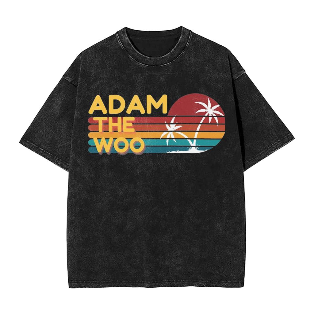 Adam The Woo Washed T Shirt Couple Y2K Retro Cotton T Shirts Summer Breathable Harajuku Tee Shirt Loose Plus Size Clothing