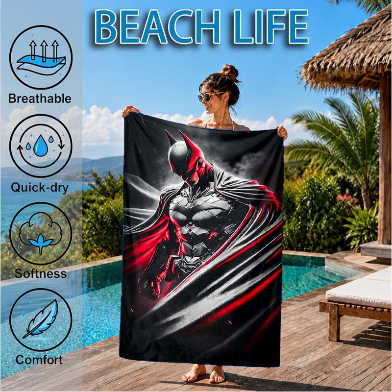 Red Cape Hero Beach Towel, Super Soft Microfiber, Perfect Gift for Her/Him, Birthday, for Pool, Beach, Travel, Decor Beach Party