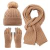 Набор из 3 предметов: женская шапка, шарф, перчатки, украшенный плюшевым помпоном, шапка без полей, длинный шарф, набор перчаток для сенсорного экрана, зимние аксессуары