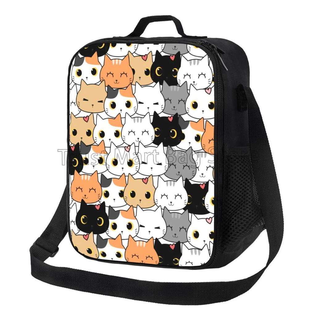 Красочные кошачьи головы с яркими глазами многоразовая сумка для ланча герметичная морозостойкая изолированная охлаждающая коробка для ланча для мальчиков и девочек в школу