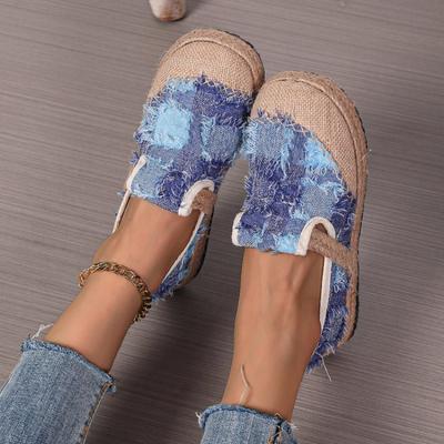 Разноцветные дышащие эспадрильи, женские осенние модные нескользящие повседневные туфли в стиле пэчворк, женские кроссовки с круглым носком и плоским каблуком