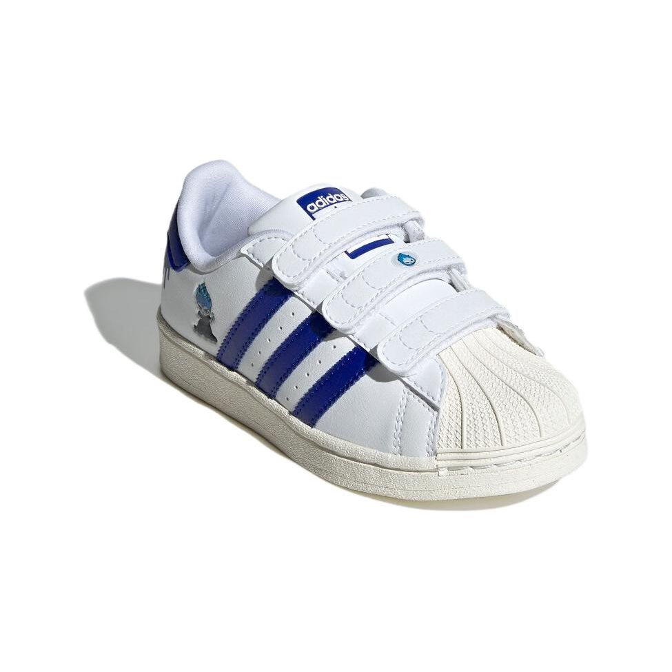 Adidas Originals Superstar Casual Comfortable Slip-Resistant Durable Low-Top Kids Skate Shoes Kids Sneakers White Blue IE8249